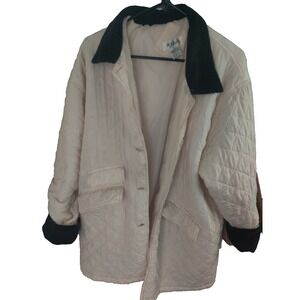 BOGARI Women's Beige Silk Shell Button Front Collared Pockets‎ Mid-Length L